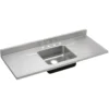 Elkay Lustertone Classic 60" Stainless Steel Kitchen Sink Top, Lustrous Satin, Includes Drainboard, 4 Faucet Holes, S60194