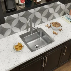 Elkay Lustertone Classic 20" Drop In/Topmount Stainless Steel Kitchen Sink, Lustrous Satin, MR2 Faucet Holes, Perfect Drain, LR1919PDMR2