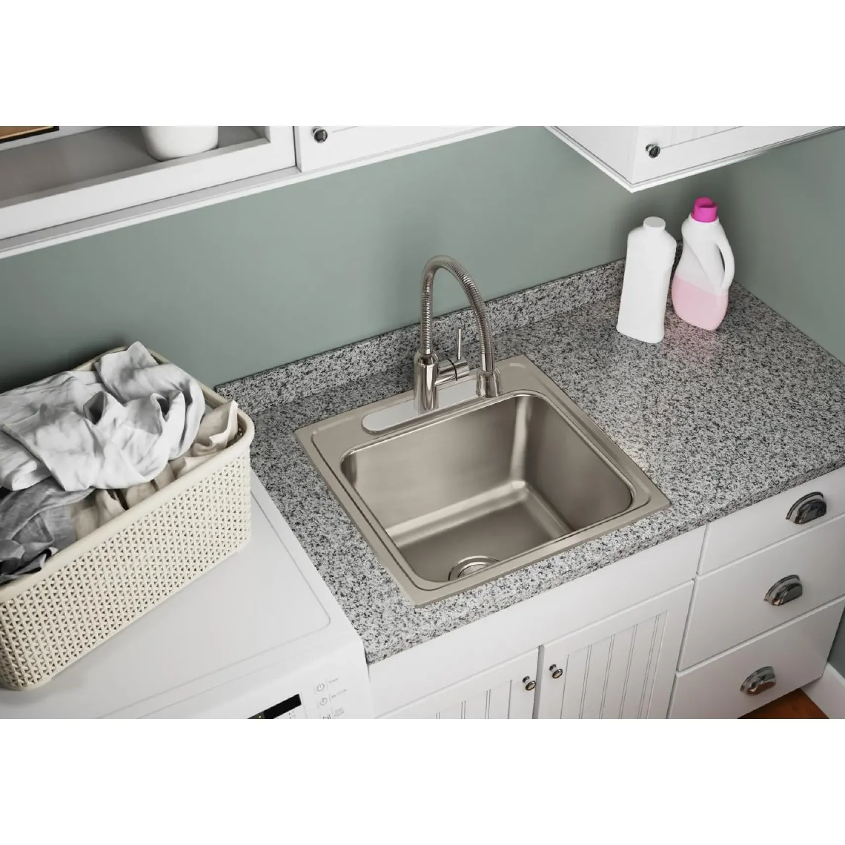 Elkay Lustertone Classic 20" Drop In/Topmount Stainless Steel Laundry Sink, 1 Faucet Hole, DLRQ1919101