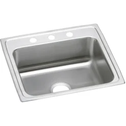 Elkay Lustertone Classic 22" Drop In/Topmount Stainless Steel Kitchen Sink, 3 Faucet Holes, LRQ22193