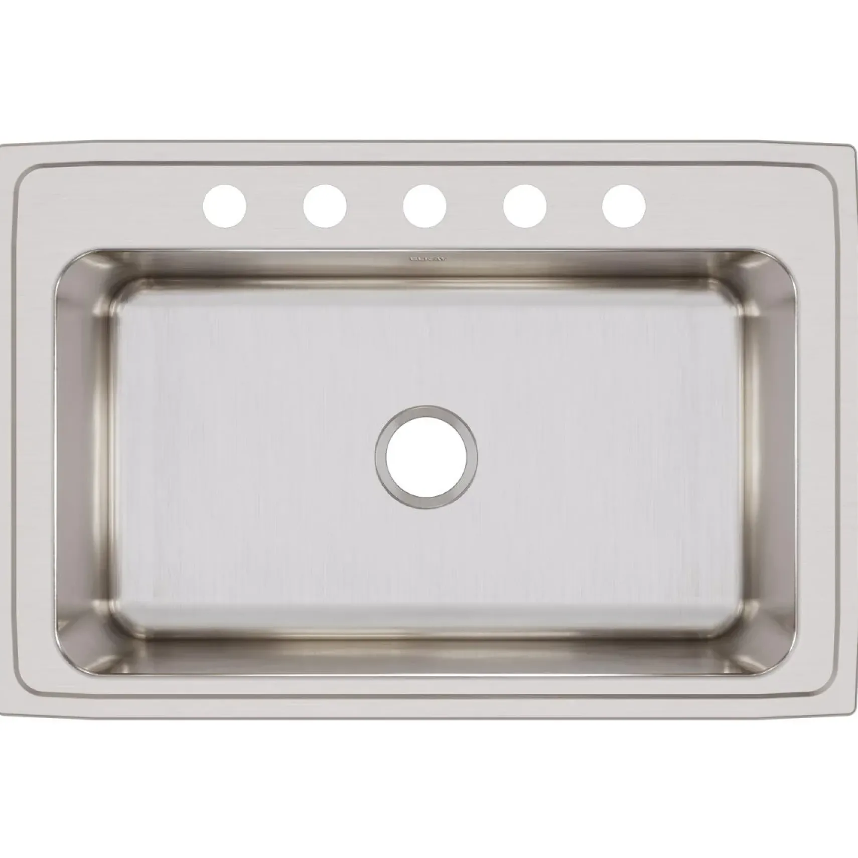 Elkay Lustertone Classic 33" Drop In/Topmount Stainless Steel Kitchen Sink, Lustrous Satin, 5 Faucet Holes, DLRS3322125
