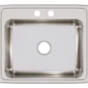 Elkay Lustertone Classic 25" Stainless Steel Kitchen Sink, 18 Gauge, Lustrous Satin, 2 Faucet Hole, LR25212