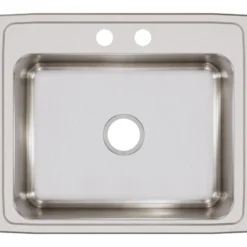 Elkay Lustertone Classic 25" Stainless Steel Kitchen Sink, 18 Gauge, Lustrous Satin, 2 Faucet Hole, LR25212