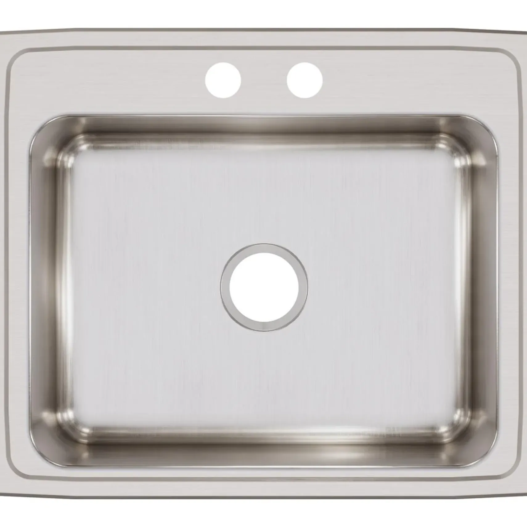 Elkay Lustertone Classic 25" Stainless Steel Kitchen Sink, 18 Gauge, Lustrous Satin, 2 Faucet Hole, LR25212
