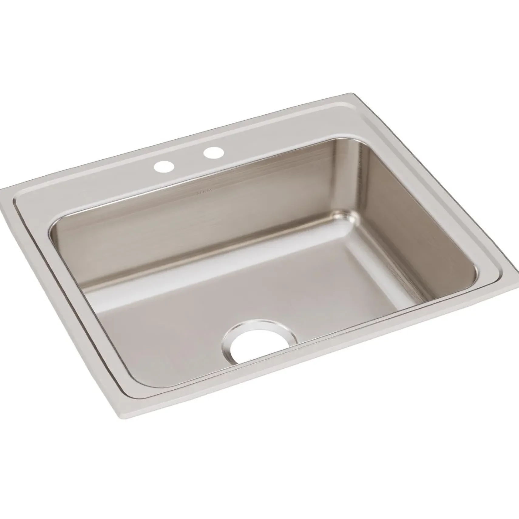 Elkay Lustertone Classic 25" Stainless Steel Kitchen Sink, 18 Gauge, Lustrous Satin, 2 Faucet Hole, LR25212