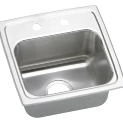 Elkay Lustertone Classic 15" Rectangular Stainless Steel Bar/Prep Sink, Lustrous Satin, 2 Faucet Holes, BLRQ15162