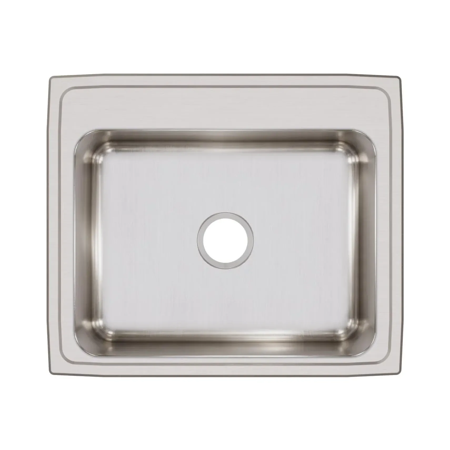 Elkay Lustertone Classic 25" Drop In/Topmount Stainless Steel Kitchen Sink, Lustrous Satin, No Faucet Hole, LR25210