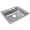 Elkay Lustertone Classic 22" Drop In/Topmount Stainless Steel ADA Kitchen Sink, Lustrous Satin, MR2 Faucet Holes, LRAD221950MR2