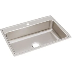 Elkay Lustertone Classic 31" Drop In/Topmount Stainless Steel Kitchen Sink, Lustrous Satin, 1 Faucet Hole, LR31221