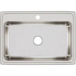 Elkay Lustertone Classic 31" Drop In/Topmount Stainless Steel Kitchen Sink, Lustrous Satin, 1 Faucet Hole, LR31221