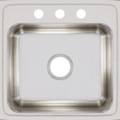 Elkay Lustertone Classic 20" Stainless Steel Kitchen Sink, 18 Gauge, Lustrous Satin, 3 Faucet Hole, LR19193
