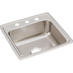Elkay Lustertone Classic 20" Stainless Steel Kitchen Sink, 18 Gauge, Lustrous Satin, 3 Faucet Hole, LR19193