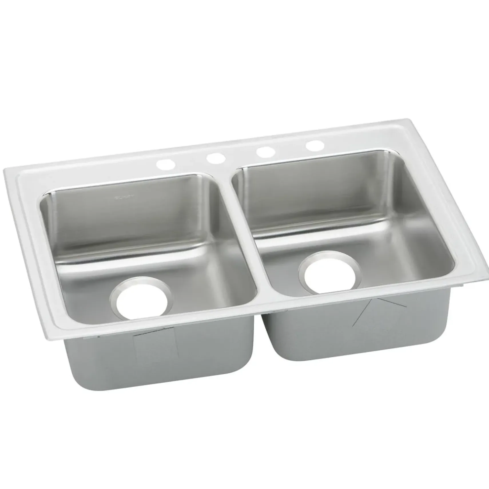Elkay Lustertone Classic 33" Drop In/Topmount Stainless Steel ADA Kitchen Sink, 50/50 Double Bowl, Lustrous Satin, 3 Faucet Holes, LRADQ3319553