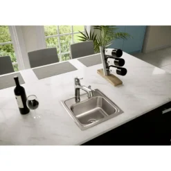 Elkay Lustertone Classic 15" Rectangular Stainless Steel ADA Bar/Prep Sink, 3 Faucet Holes, BLRQ15603