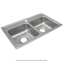 Elkay Lustertone Classic 29" Drop In/Topmount Stainless Steel ADA Kitchen Sink, 50/50 Double Bowl, Lustrous Satin, MR2 Faucet Holes, LRAD291860MR2