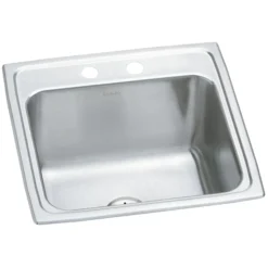 Elkay Lustertone Classic 20" Drop In/Topmount Stainless Steel Laundry/Utility Sink, Lustrous Satin, 2 Faucet Holes, DLR191910PD2