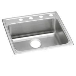 Elkay Lustertone Classic 22" Drop In/Topmount Stainless Steel ADA Kitchen Sink, Lustrous Satin, 3 Faucet Holes, LRAD2222453