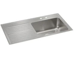 Elkay Lustertone Classic 43" Stainless Steel Kitchen Sink, 18 Gauge, Lustrous Satin, 2 Faucet Hole, ILGR4322R2