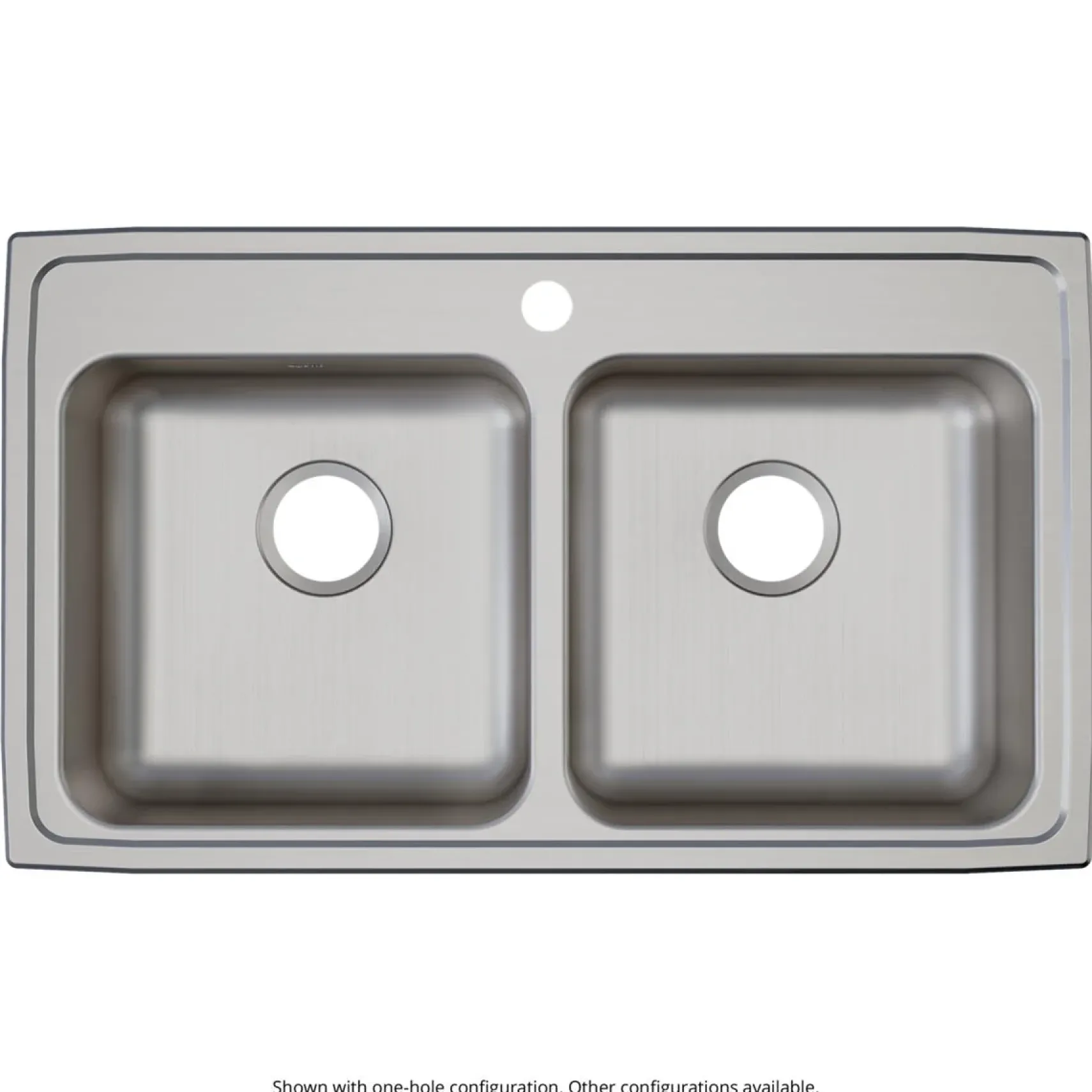 Elkay Lustertone Classic 33" Drop In/Topmount Stainless Steel ADA Kitchen Sink, 50/50 Double Bowl, Lustrous Satin, No Faucet Hole, LRAD3319650