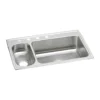 Elkay Lustertone Classic 33" Drop In/Topmount Stainless Steel Kitchen Sink, 30/70 Double Bowl, Lustrous Satin, 3 Faucet Holes, LMR33223