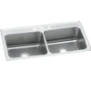 Elkay Lustertone Classic 43" Drop In/Topmount Stainless Steel Kitchen Sink, 50/50 Double Bowl, Lustrous Satin, 5 Faucet Holes, DLR4322105