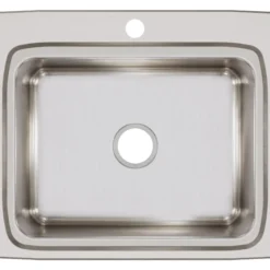 Elkay Lustertone Classic 25" Stainless Steel Kitchen Sink, 18 Gauge, Lustrous Satin, 1 Faucet Hole, LR25221