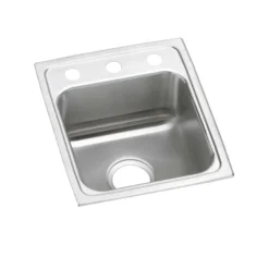 Elkay Lustertone Classic 13" Drop In/Topmount Stainless Steel ADA Kitchen Sink, Lustrous Satin, 1 Faucet Hole, LRAD1316451