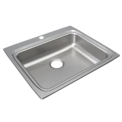 Elkay Lustertone Classic 25" Drop In/Topmount Stainless Steel ADA Kitchen Sink, Lustrous Satin, 5 Faucet Holes, LRAD2522605