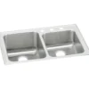 Elkay Lustertone Classic 33" Drop In/Topmount Stainless Steel Kitchen Sink, 60/40 Double Bowl, Lustrous Satin, 3 Faucet Holes, LGR33223