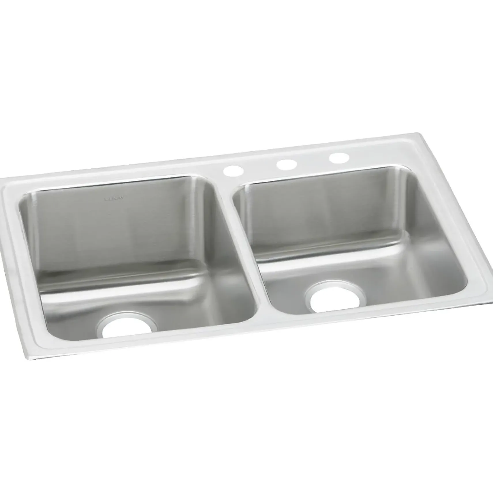Elkay Lustertone Classic 33" Drop In/Topmount Stainless Steel Kitchen Sink, 60/40 Double Bowl, Lustrous Satin, 3 Faucet Holes, LGR33223