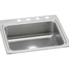 Elkay Lustertone Classic 25" Drop In/Topmount Stainless Steel Kitchen Sink, 4 Faucet Holes, LRQ25224