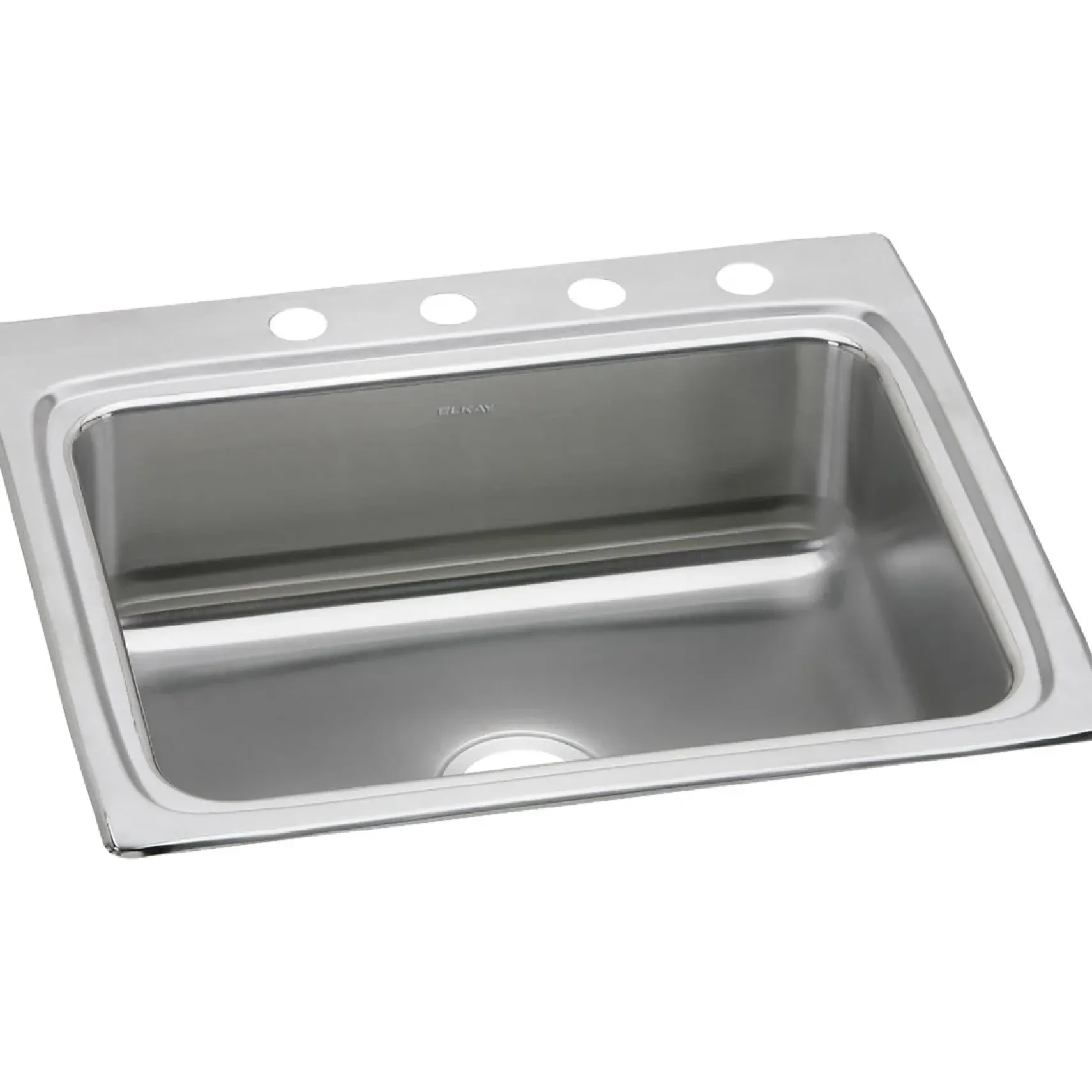 Elkay Lustertone Classic 25" Drop In/Topmount Stainless Steel Kitchen Sink, 4 Faucet Holes, LRQ25224