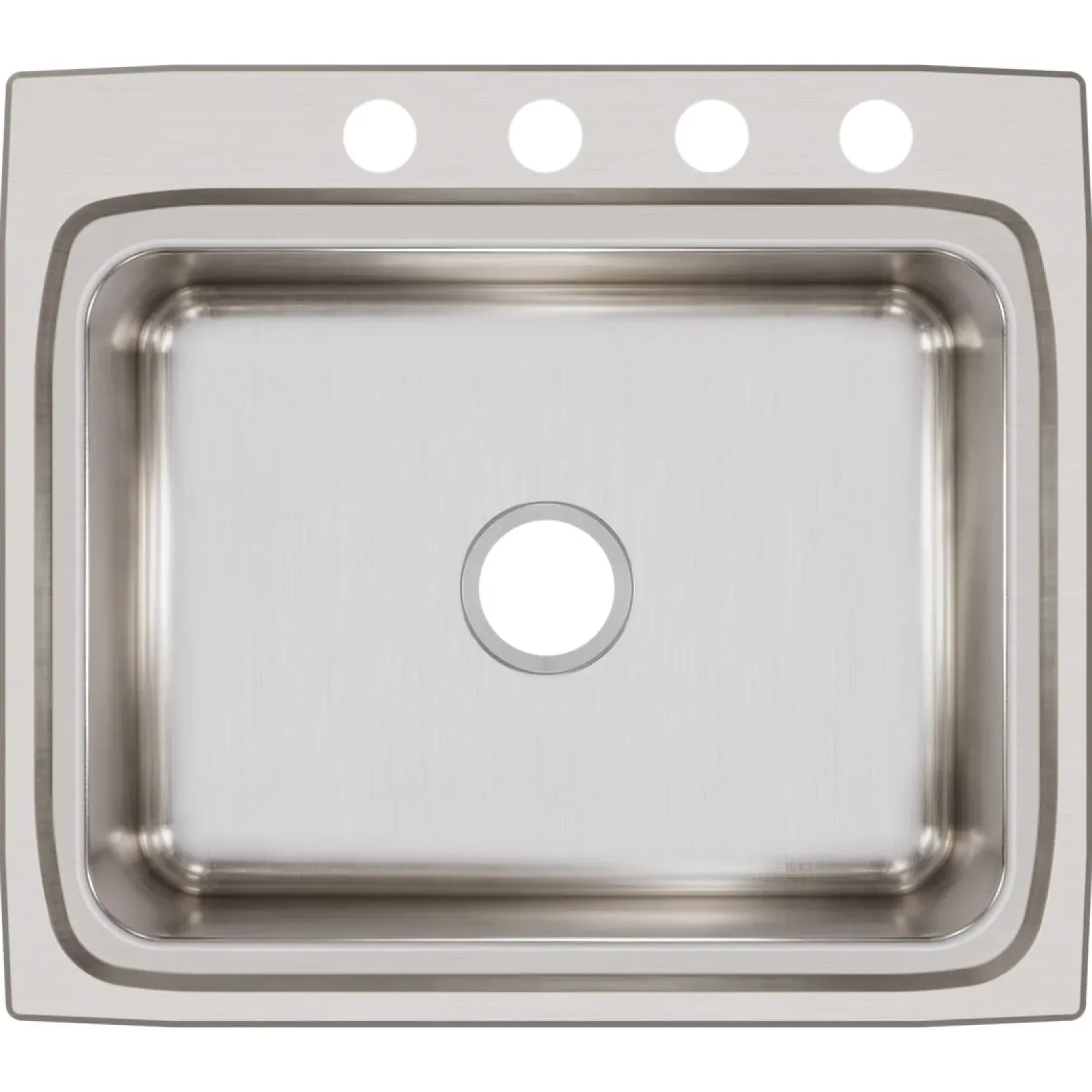 Elkay Lustertone Classic 25" Drop In/Topmount Stainless Steel Kitchen Sink, 4 Faucet Holes, LRQ25224