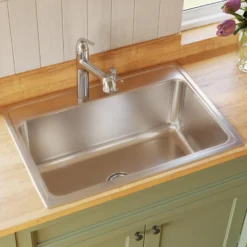 Elkay Lustertone Classic 31" Drop In/Topmount Stainless Steel Kitchen Sink, Lustrous Satin, 1 Faucet Hole, DLR3122121