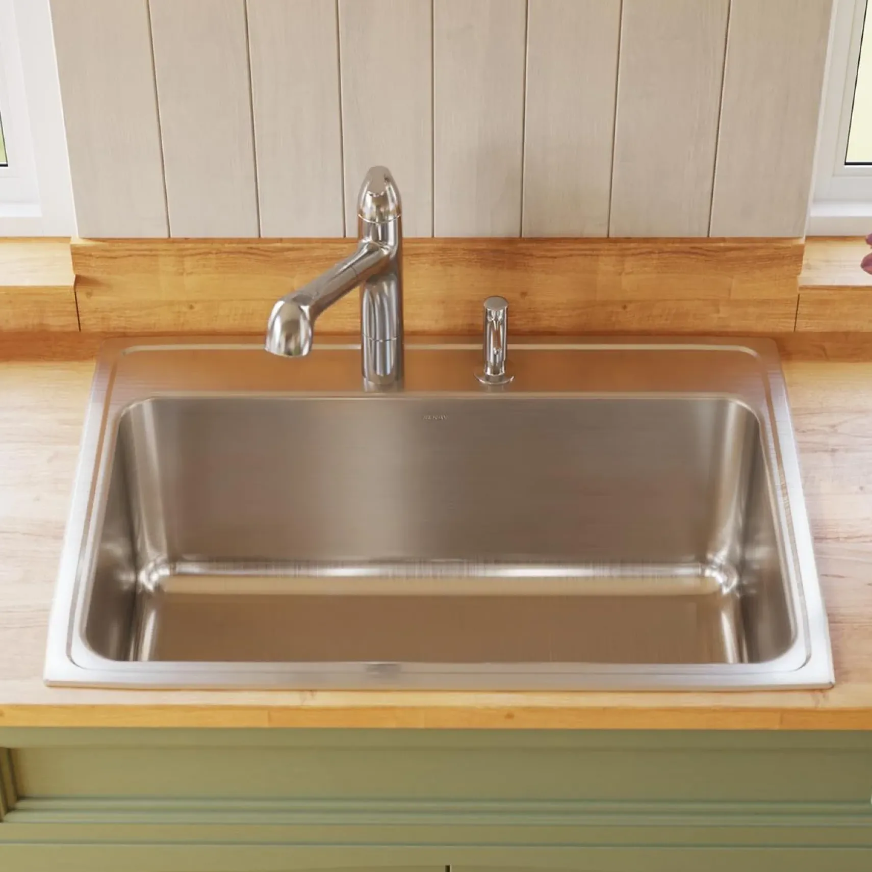 Elkay Lustertone Classic 31" Drop In/Topmount Stainless Steel Kitchen Sink, Lustrous Satin, 1 Faucet Hole, DLR3122121