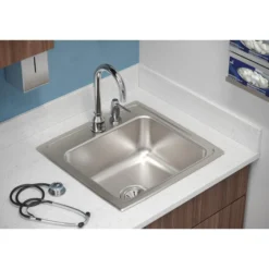 Elkay Lustertone Classic 20" Drop In/Topmount Stainless Steel Kitchen Sink, Lustrous Satin, MR2 Faucet Holes, LR1919MR2