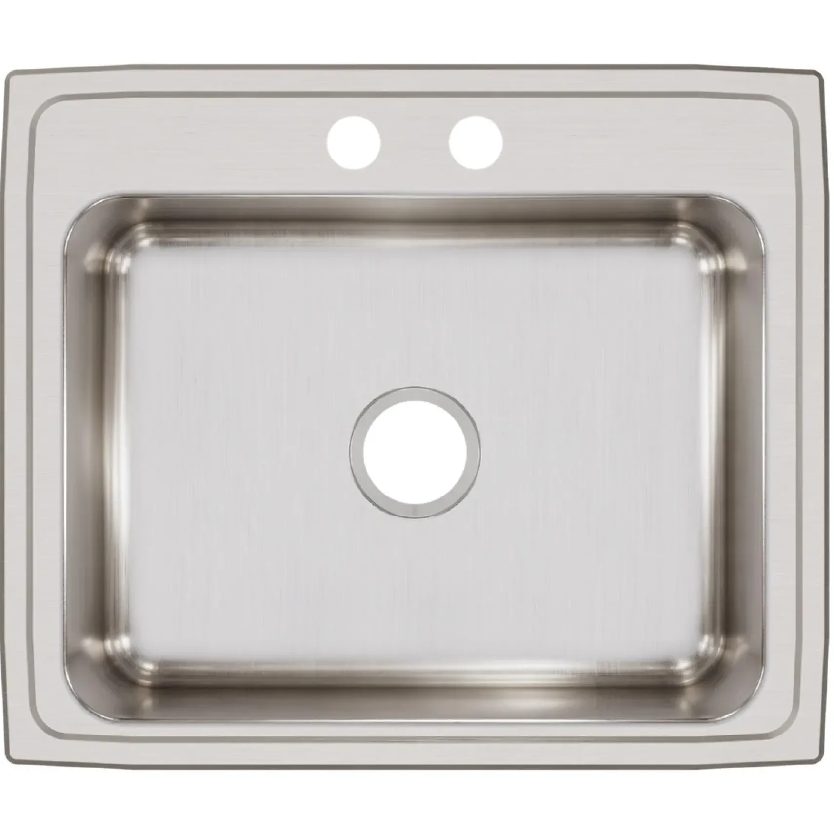 Elkay Lustertone Classic 25" Drop In/Topmount Stainless Steel Kitchen Sink, 2 Faucet Holes, LRQ25212
