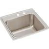 Elkay Lustertone Classic 20" Drop In/Topmount Stainless Steel Laundry/Utility Sink, Lustrous Satin, MR2 Faucet Holes, DLR191910MR2