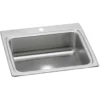 Elkay Lustertone Classic 25" Drop In/Topmount Stainless Steel Kitchen Sink, 1 Faucet Hole, LRQ25221