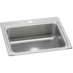Elkay Lustertone Classic 25" Drop In/Topmount Stainless Steel Kitchen Sink, 1 Faucet Hole, LRQ25221