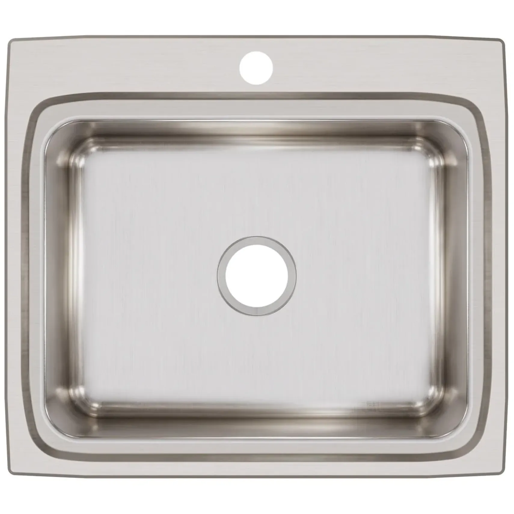 Elkay Lustertone Classic 25" Drop In/Topmount Stainless Steel Kitchen Sink, 1 Faucet Hole, LRQ25221