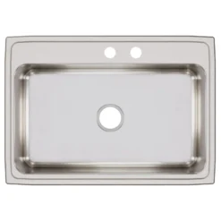 Elkay Lustertone Classic 31" Drop In/Topmount Stainless Steel Kitchen Sink, Lustrous Satin, MR2 Faucet Holes, LR3122MR2
