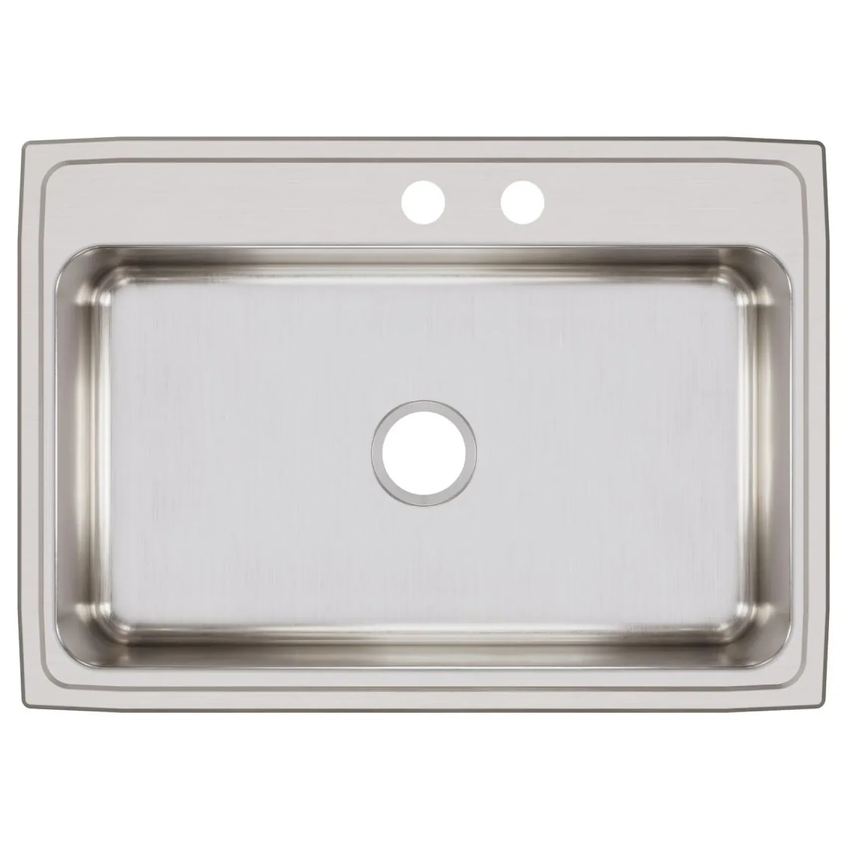 Elkay Lustertone Classic 31" Drop In/Topmount Stainless Steel Kitchen Sink, Lustrous Satin, MR2 Faucet Holes, LR3122MR2