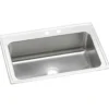 Elkay Lustertone Classic 33" Drop In/Topmount Stainless Steel Kitchen Sink, Lustrous Satin, MR2 Faucet Holes, DLRS332210MR2
