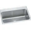 Elkay Lustertone Classic 31" Drop In/Topmount Stainless Steel Kitchen Sink, Lustrous Satin, No Faucet Hole, DLR312210PD0