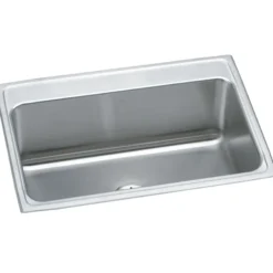 Elkay Lustertone Classic 31" Drop In/Topmount Stainless Steel Kitchen Sink, Lustrous Satin, No Faucet Hole, DLR312210PD0