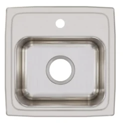 Elkay Lustertone Classic 15" Rectangular Stainless Steel Bar/Prep Sink, Lustrous Satin, 1 Faucet Hole, BLRQ15161