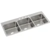 Elkay Lustertone Classic 54" Stainless Steel Kitchen Sink, 33/33/33 Triple Bowl, 18 Gauge, Lustrous Satin, 4 Faucet Holes, LTR5422104
