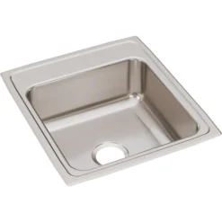 Elkay Lustertone Classic 20" Drop In/Topmount Stainless Steel Kitchen Sink, Lustrous Satin, No Faucet Hole, LR20220