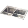 Elkay Lustertone Classic 33" Drop In/Topmount Stainless Steel Kitchen Sink, 50/50 Double Bowl, Lustrous Satin, 3 Faucet Holes, STLR3322L3